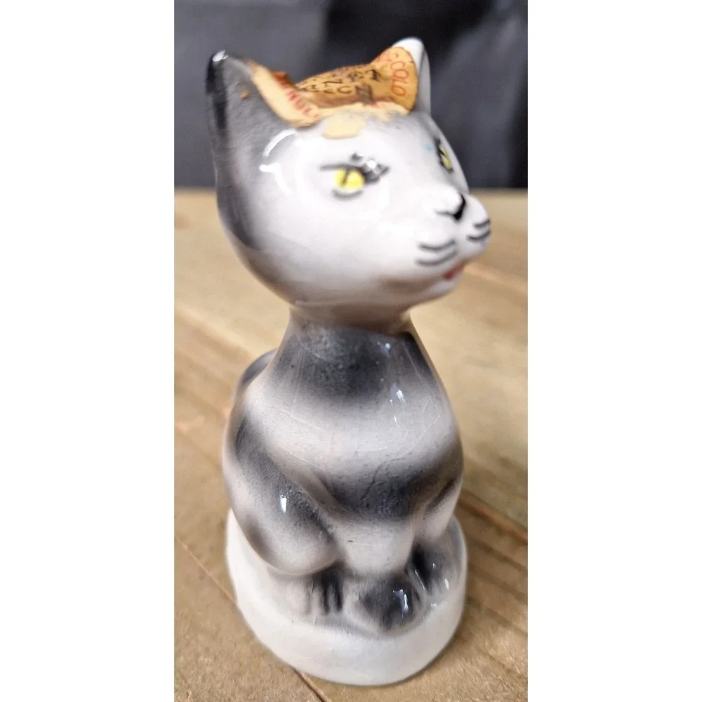 Vintage Grappa Lucia Tosco Liquoristica Ceramic Cat Mini Decanter Italy Firenze